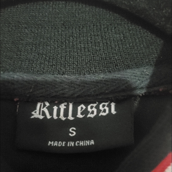 Riflessi Juniors Varsity Fleece Bomber Jacket S Snapped Black/ Red Cotton Blend - Picture 8 of 16